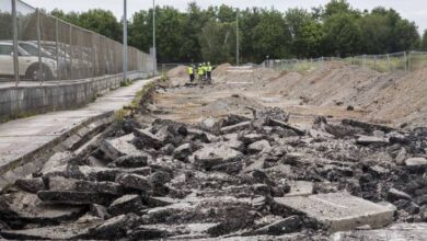 Obras en la carretera del polígono de Cros